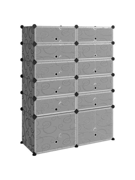 Apavu plaukts, melns, 94x37x125 cm, plastmasa