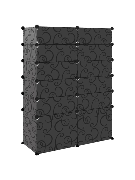 Apavu plaukts, melns, 94x37x125 cm, plastmasa