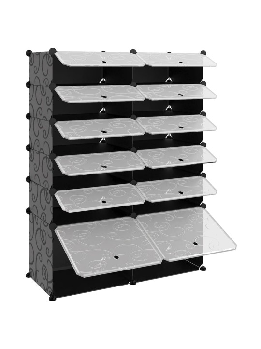 Apavu plaukts, melns, 94x37x125 cm, plastmasa
