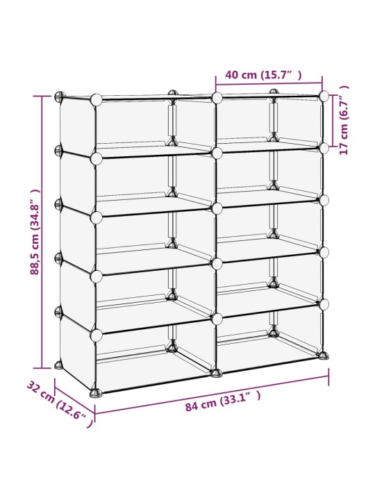 Apavu plaukts, caurspīdīgs, 84x32x88,5 cm, plastmasa