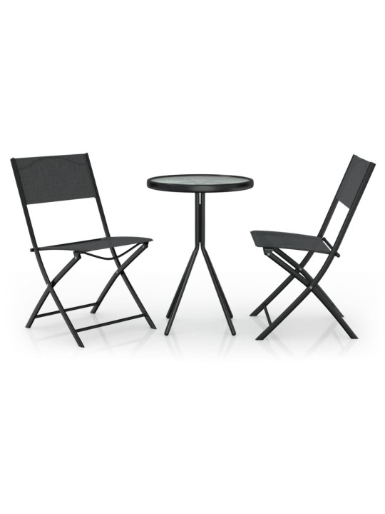 3-daļīgs bistro mēbeļu komplekts, tērauds, melns