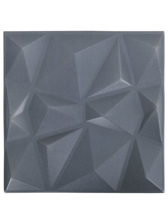 3d sienas paneļi, 48 gab., 50x50 cm, pelēki dimanti, 12 m²