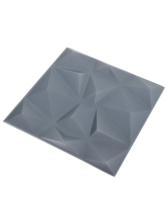 3d sienas paneļi, 48 gab., 50x50 cm, pelēki dimanti, 12 m²