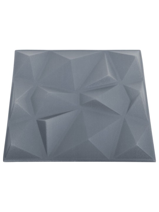 3d sienas paneļi, 48 gab., 50x50 cm, pelēki dimanti, 12 m²