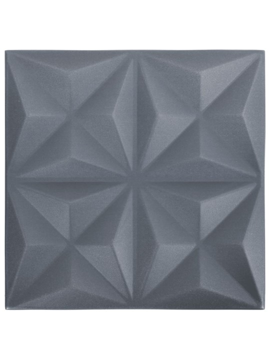 3d sienas paneļi, 24 gab., 50x50 cm, pelēks origami, 6 m²