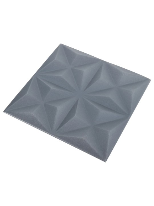 3d sienas paneļi, 24 gab., 50x50 cm, pelēks origami, 6 m²