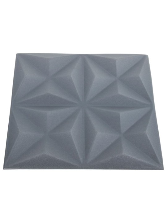3d sienas paneļi, 24 gab., 50x50 cm, pelēks origami, 6 m²