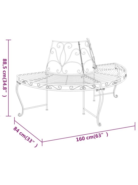 Sols, uzstādāms ap koku, pusapaļš, 2gab., ø160cm, melns tērauds