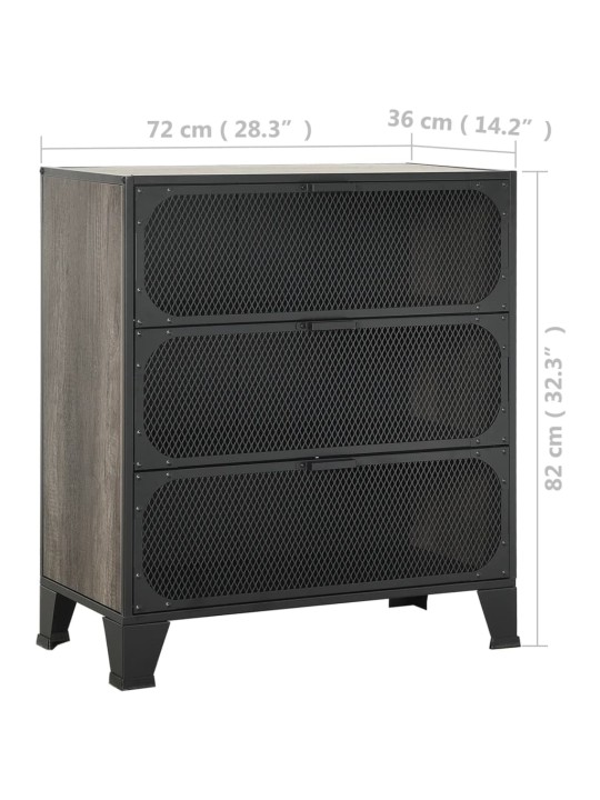 Skapīši, 2 gab., pelēki, 72x36x82 cm, metāls un mdf
