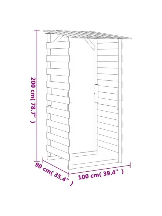 Pergola ar jumtu, 3 gab., 100x90x200 cm, impregnēta priede
