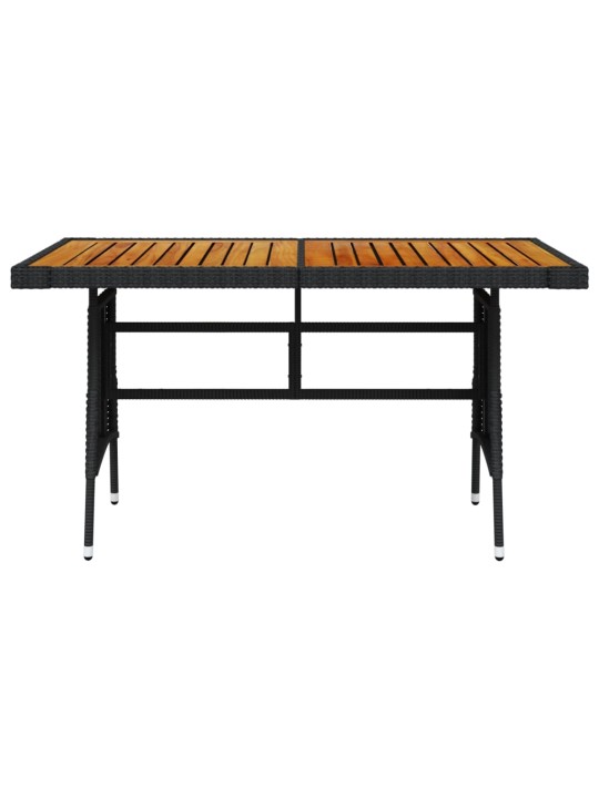 Dārza galds, 130x70x72 cm, melna pe rotangpalma, akācijas koks