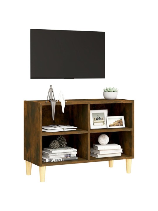 Tv plaukts ar koka kājām, ozolkoka krāsa, 69,5x30x50 cm