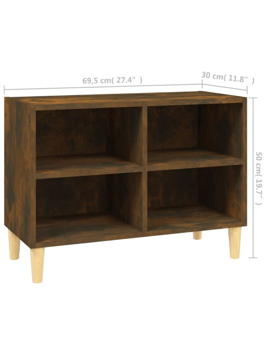 Tv plaukts ar koka kājām, ozolkoka krāsa, 69,5x30x50 cm
