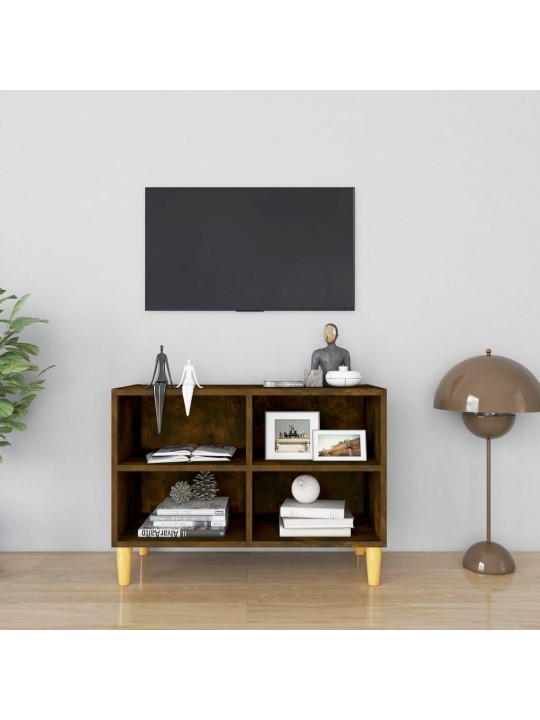 Tv plaukts ar koka kājām, ozolkoka krāsa, 69,5x30x50 cm