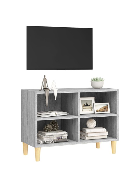 Tv plaukts ar koka kājām, pelēcīga ozola krāsa, 69,5x30x50 cm