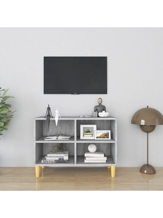 Tv plaukts ar koka kājām, pelēcīga ozola krāsa, 69,5x30x50 cm