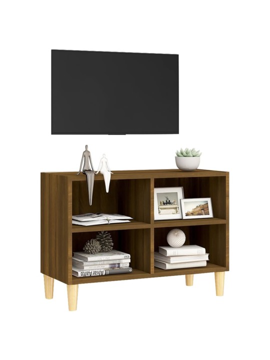 Tv plaukts ar koka kājām, ozolkoka krāsa, 69,5x30x50 cm