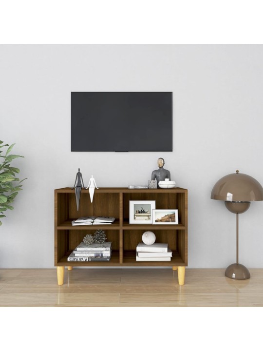 Tv plaukts ar koka kājām, ozolkoka krāsa, 69,5x30x50 cm