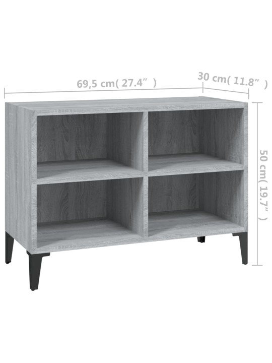 Tv plaukts ar metāla kājām, pelēcīga ozola krāsa, 69,5x30x50 cm