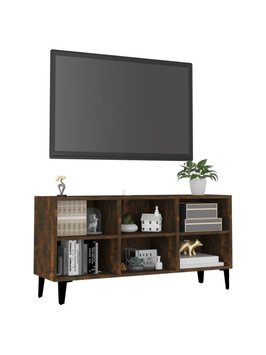 Tv plaukts ar metāla kājām, ozolkoka krāsā, 103,5x30x50 cm