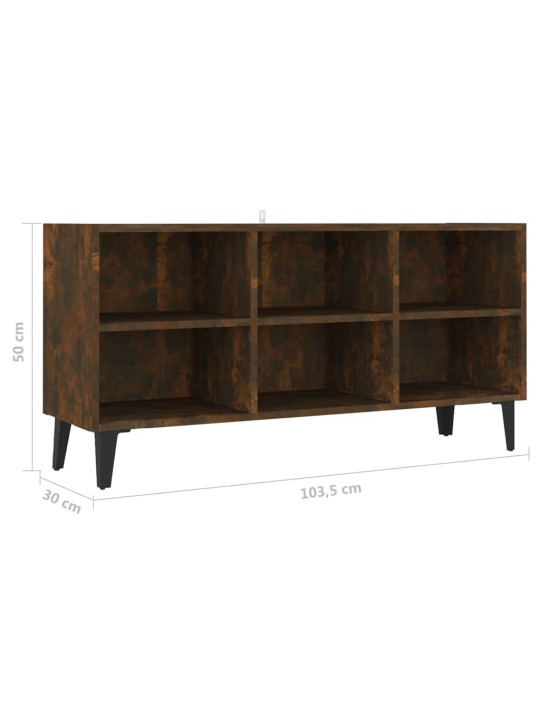 Tv plaukts ar metāla kājām, ozolkoka krāsā, 103,5x30x50 cm