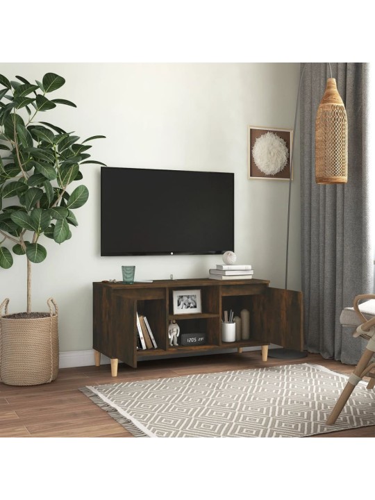 Tv skapītis ar masīvkoka kājām, ozolkoka krāsa, 103,5x35x50 cm