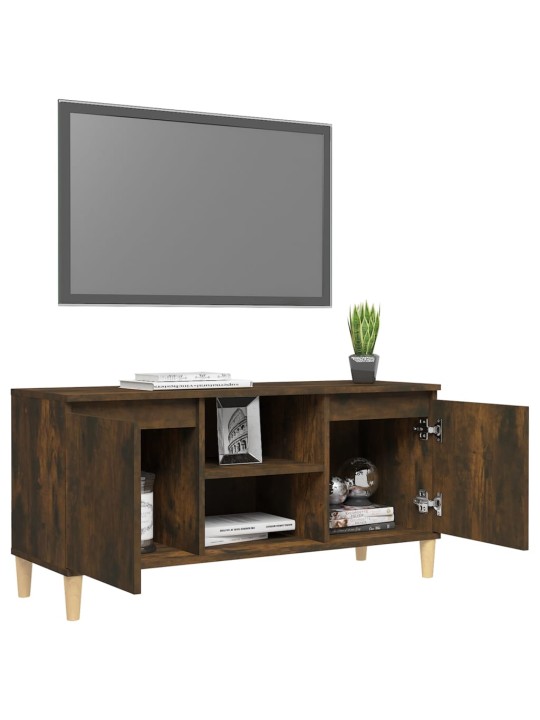 Tv skapītis ar masīvkoka kājām, ozolkoka krāsa, 103,5x35x50 cm