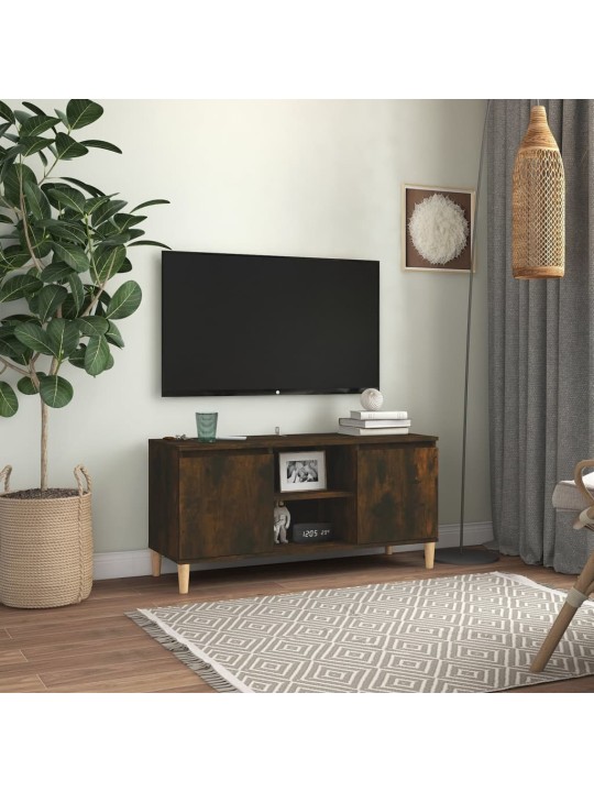 Tv skapītis ar masīvkoka kājām, ozolkoka krāsa, 103,5x35x50 cm