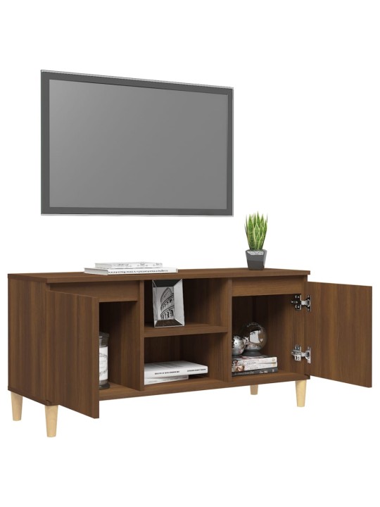 Tv skapītis, brūna ozolkoka, 103,5x35x50 cm, masīvkoka kājas