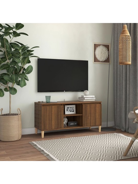 Tv skapītis, brūna ozolkoka, 103,5x35x50 cm, masīvkoka kājas