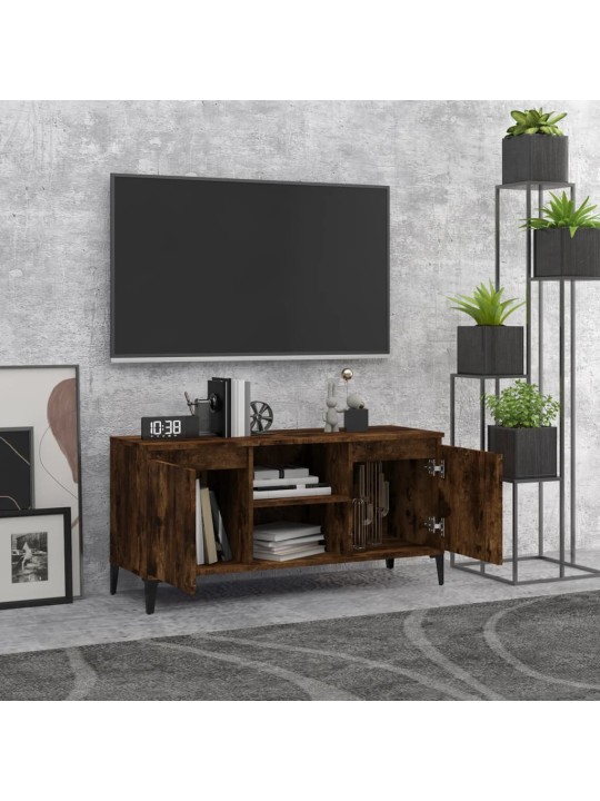Tv skapītis ar metāla kājām, ozolkoka krāsa, 103,5x35x50 cm