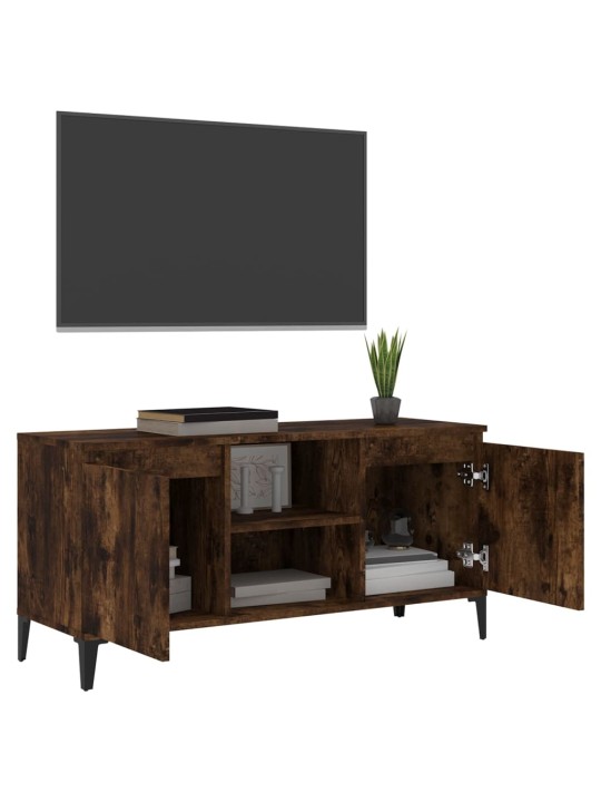 Tv skapītis ar metāla kājām, ozolkoka krāsa, 103,5x35x50 cm