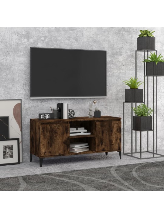 Tv skapītis ar metāla kājām, ozolkoka krāsa, 103,5x35x50 cm