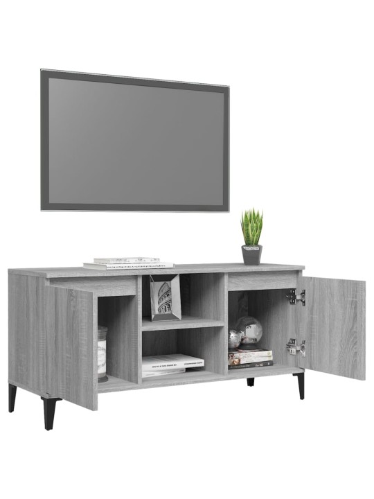Tv skapītis ar metāla kājām, pelēka ozola krāsa, 103,5x35x50 cm