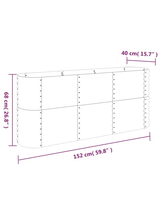 Augstā puķu kaste, 152x40x68 cm, pulverkrāsots tērauds, pelēka
