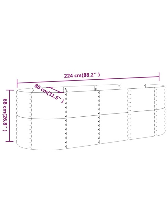 Augstā puķu kaste, 224x80x68 cm, pulverkrāsots tērauds, pelēka