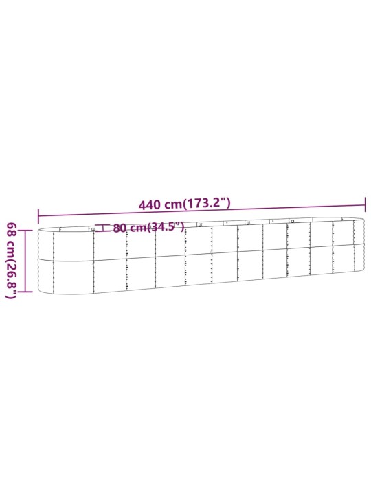 Augstā puķu kaste, 440x80x68 cm, pulverkrāsots tērauds, zaļa