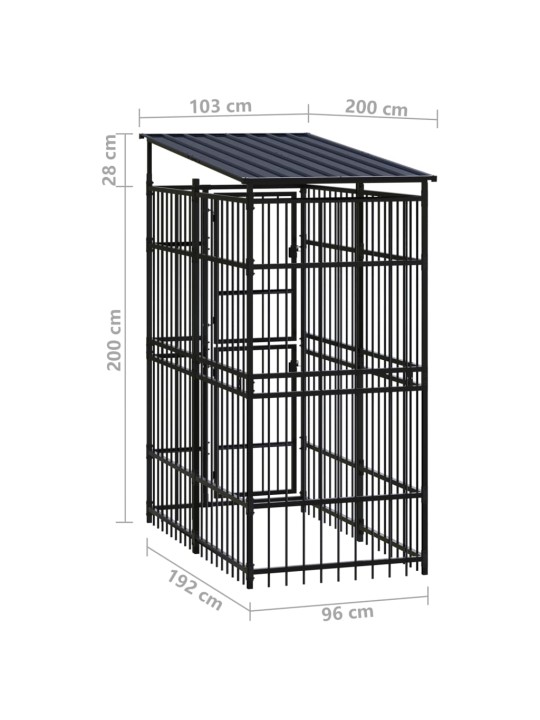 Suņu voljērs ar jumtu, 1,84 m², tērauds