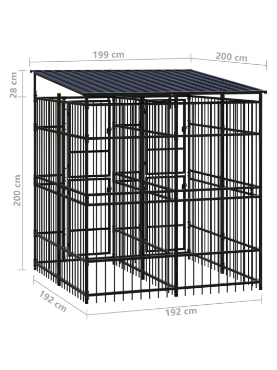 Suņu voljērs ar jumtu, 3,69 m², tērauds