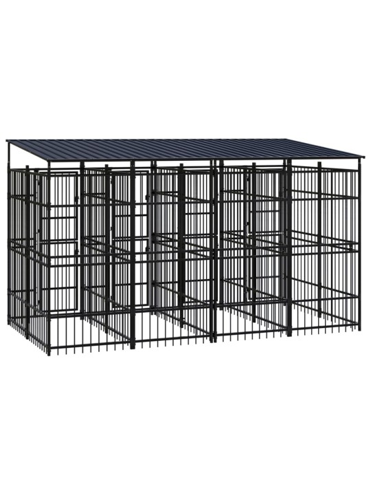 Suņu voljērs ar jumtu, 7,37 m², tērauds