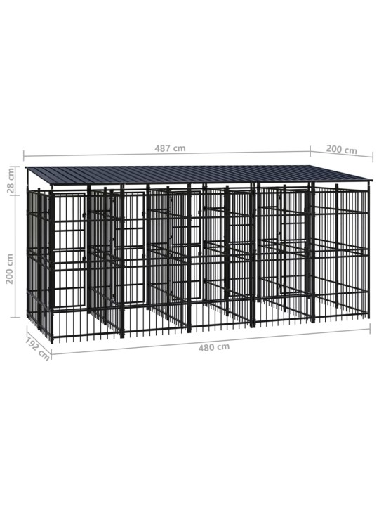 Suņu voljērs ar jumtu, 9,22 m², tērauds