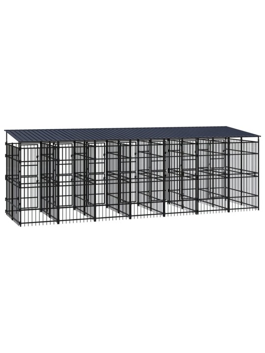 Suņu voljērs ar jumtu, 12,9 m², tērauds