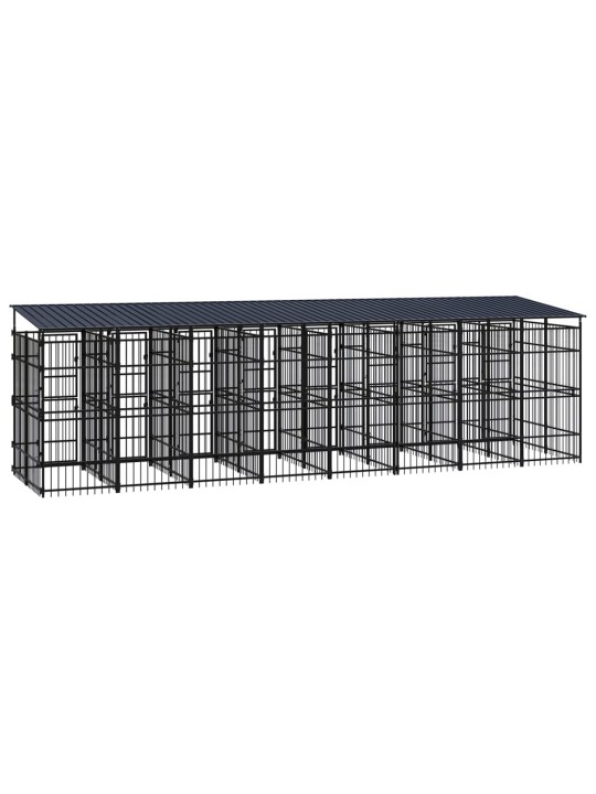 Suņu voljērs ar jumtu, 14,75 m², tērauds