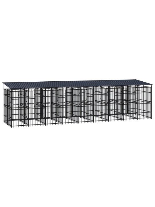 Suņu voljērs ar jumtu, 16,59 m², tērauds
