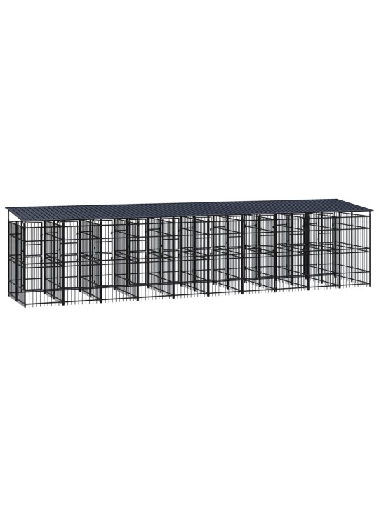 Suņu voljērs ar jumtu, 18,43 m², tērauds