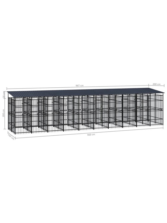 Suņu voljērs ar jumtu, 18,43 m², tērauds