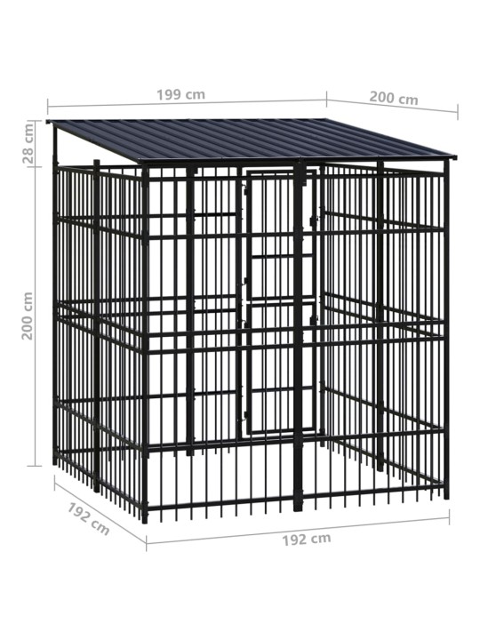 Suņu voljērs ar jumtu, 3,69 m², tērauds
