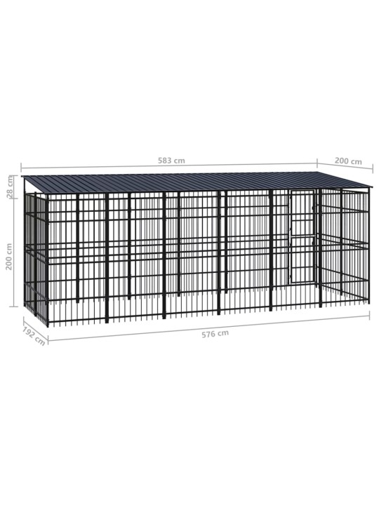 Suņu voljērs ar jumtu, 11,06 m², tērauds