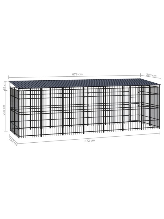 Suņu voljērs ar jumtu, 12,9 m², tērauds
