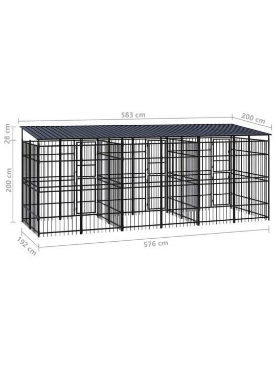 Suņu voljērs ar jumtu, 11,06 m², tērauds